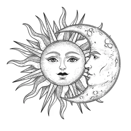 GRP800040 Güneş ve Ay Desenli Astroloji Poster Duvar Kağıdı